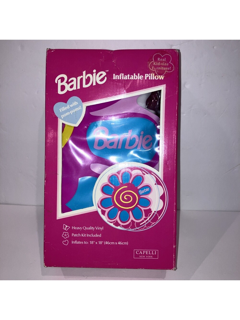 Vintage 1998 Barbie Inflatable Filled With Pom-Poms Sealed 18x18" NEW in Box